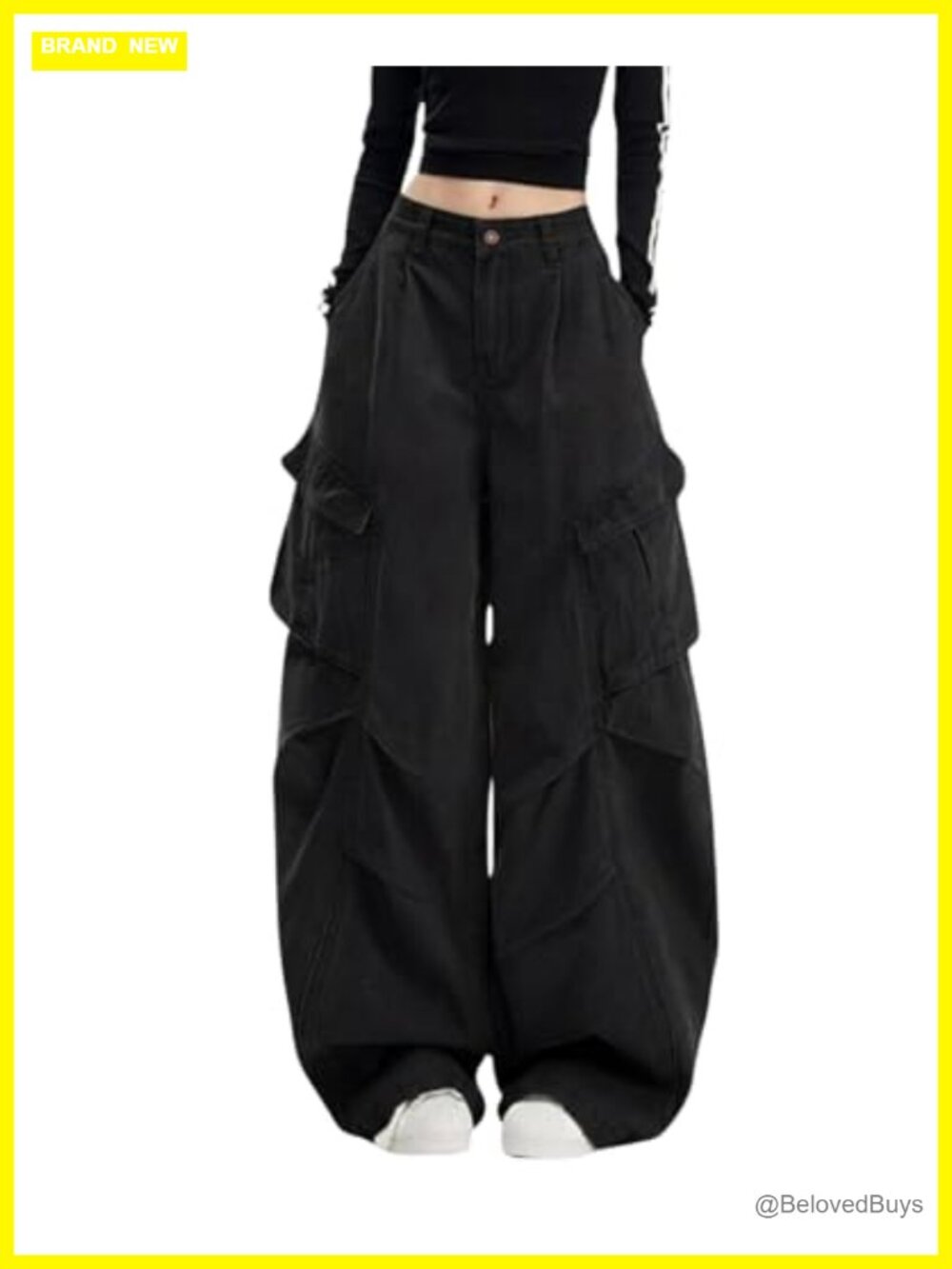 Baggy Cargo Pants High Waisted Wide Leg Comfort Fit Women's